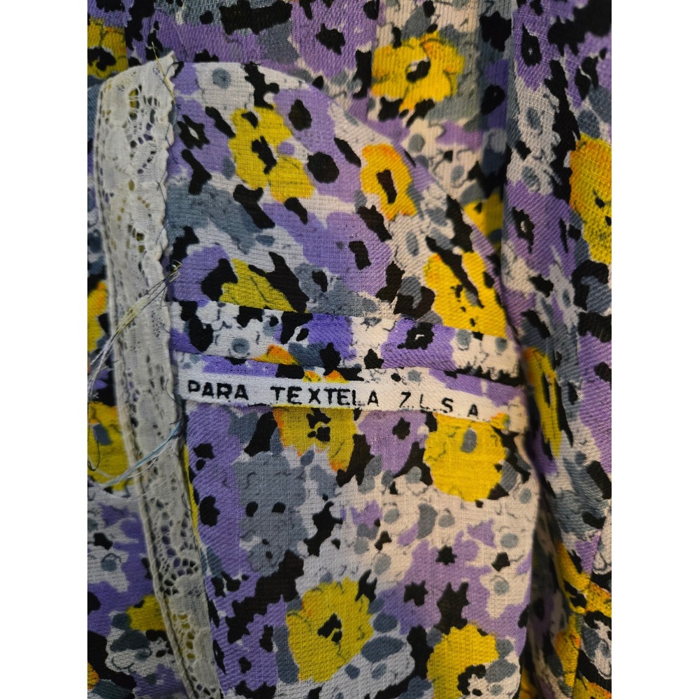 Handmade Prairie Floral Dress Purple Yellow Cottagecore Grandmacore Loose Fit - Picture 6 of 6